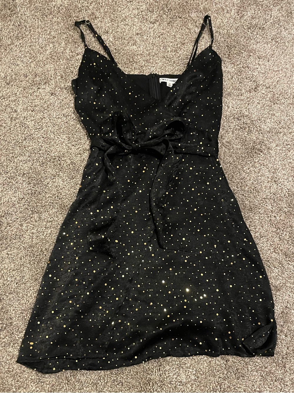 Wild Honey Black Dress with Gold Dot Accents